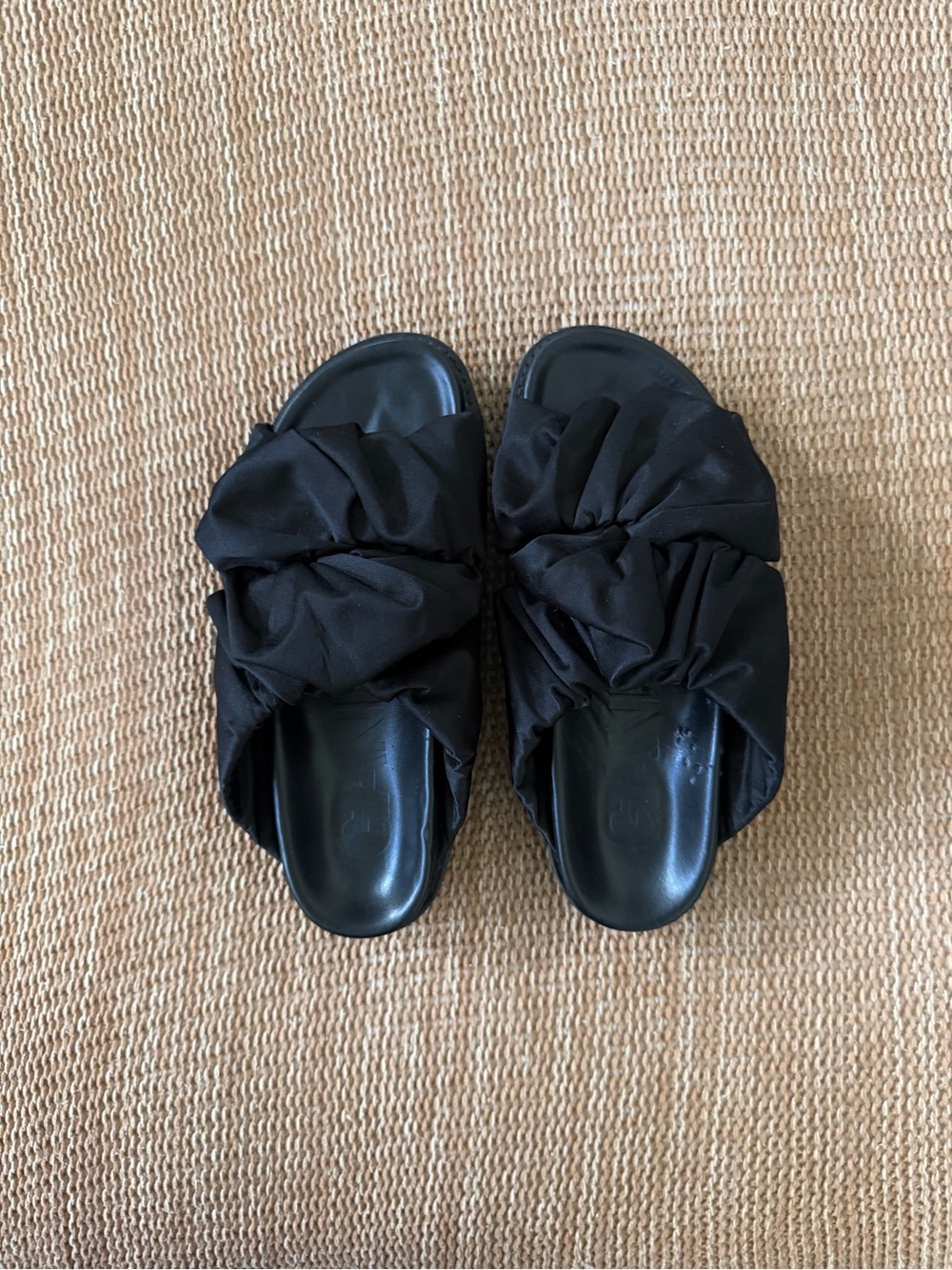 Ganni Black Ruched Platform Slide Mules - Picture 3 of 7